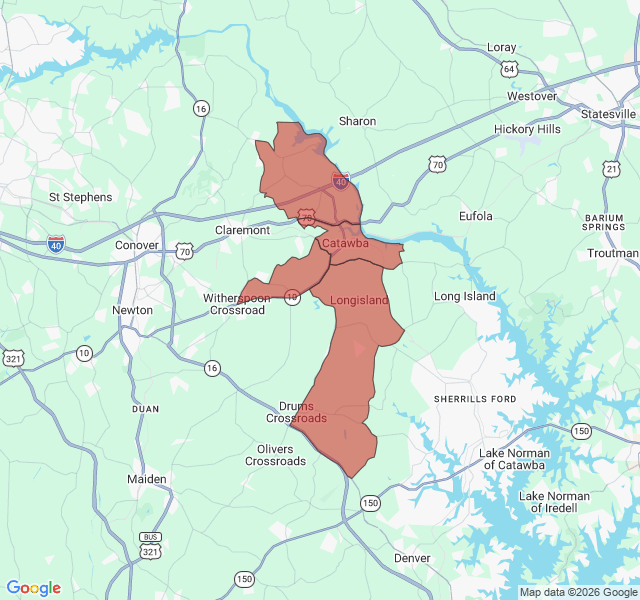 Map of septic coverage in Catawba, NC