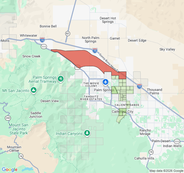 Map of septic coverage in Cathedral City, CA