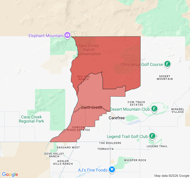 Map of septic coverage in Cave Creek, AZ