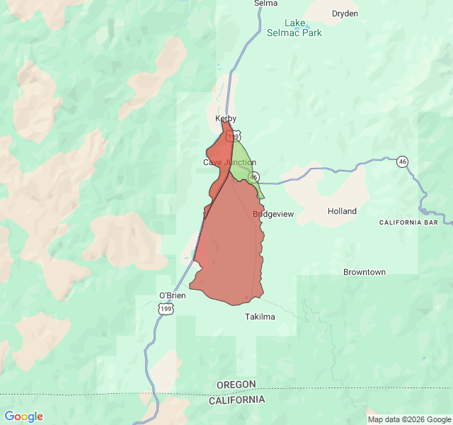 Map of septic coverage in Cave Junction, OR