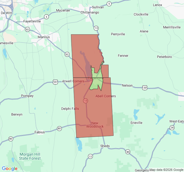 Map of septic coverage in Cazenovia, NY
