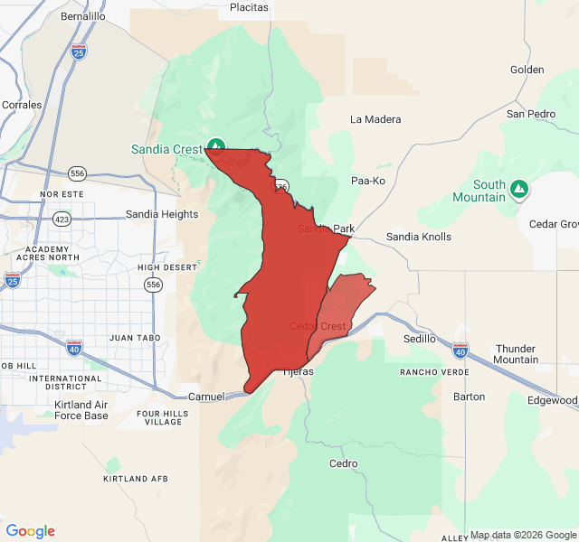 Map of septic coverage in Cedar Crest, NM