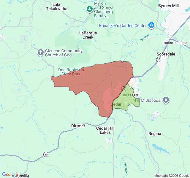 Map of septic coverage in Cedar Hill, MO
