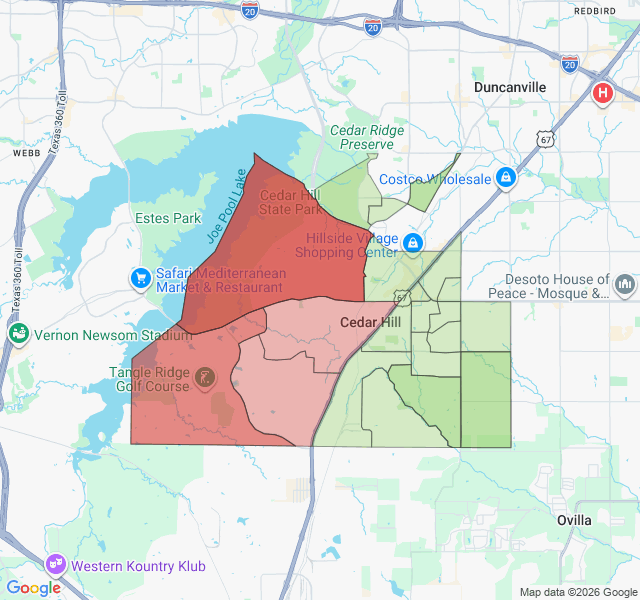 Map of septic coverage in Cedar Hill, TX