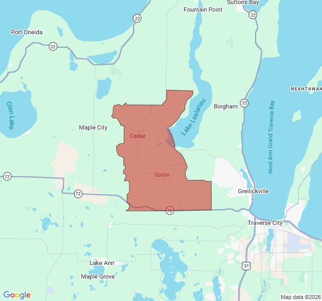 Map of septic coverage in Cedar, MI