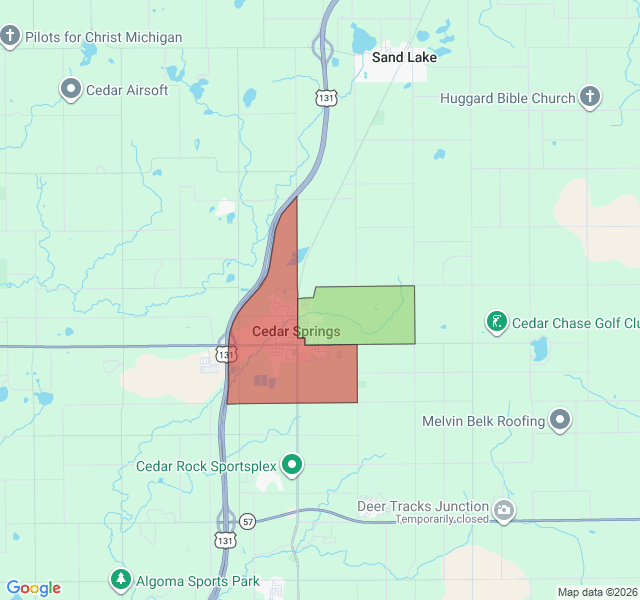 Map of septic coverage in Cedar Springs, MI