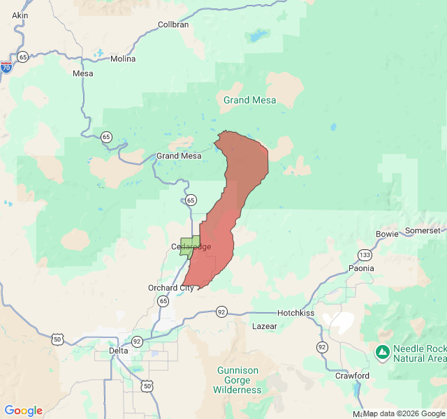 Map of septic coverage in Cedaredge, CO
