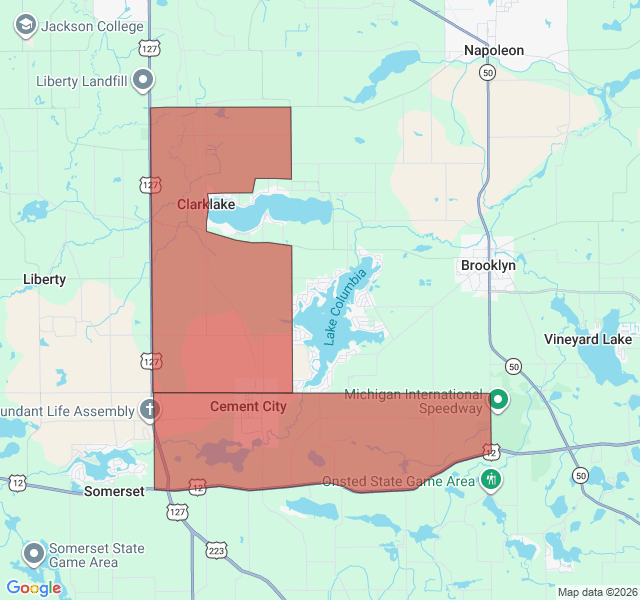 Map of septic coverage in Cement City, MI