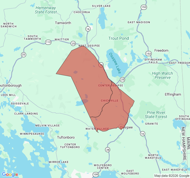 Map of septic coverage in Center Ossipee, NH