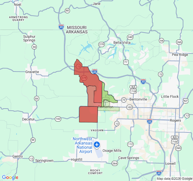 Map of septic coverage in Centerton, AR