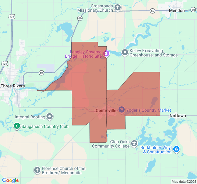 Map of septic coverage in Centreville, MI