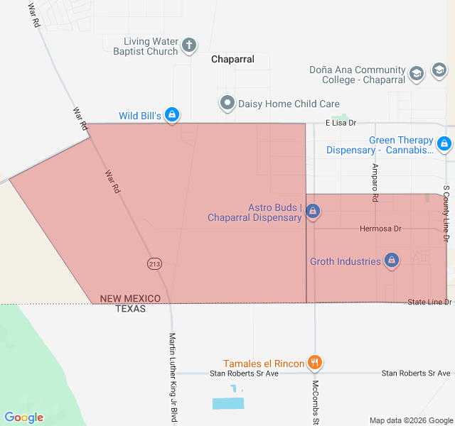 Map of septic coverage in Chaparral, NM