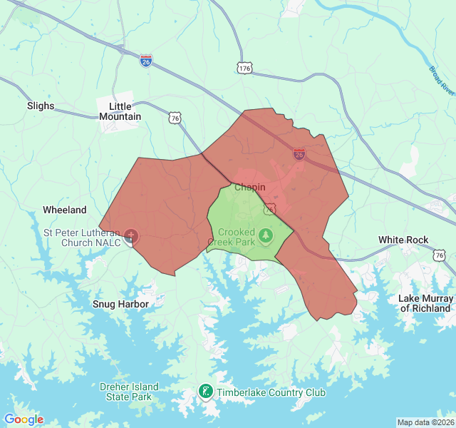 Map of septic coverage in Chapin, SC