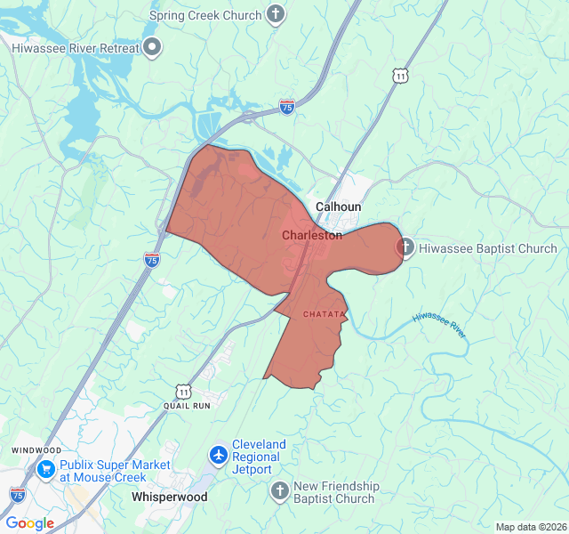 Map of septic coverage in Charleston, TN