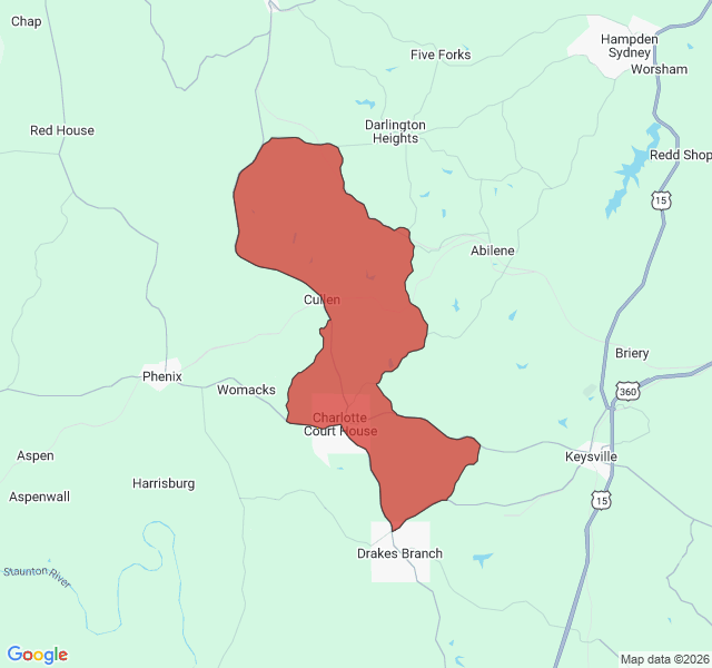 Map of septic coverage in Charlotte Court House, VA
