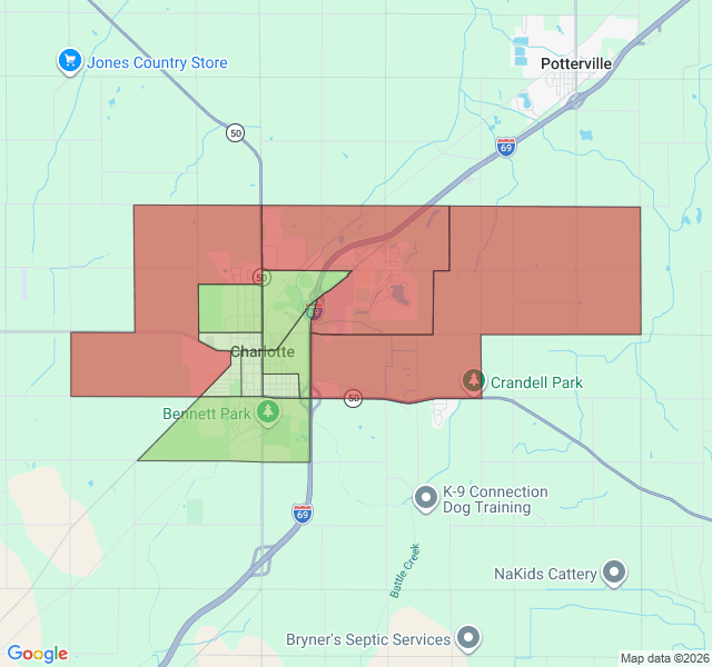 Map of septic coverage in Charlotte, MI