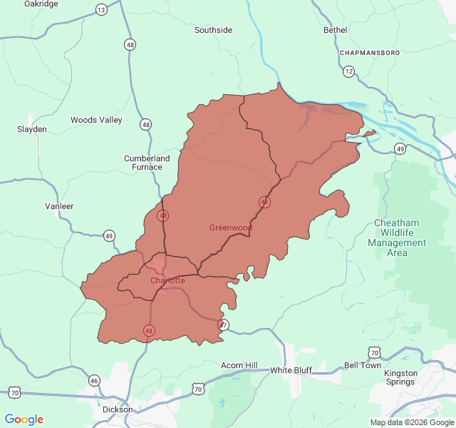 Map of septic coverage in Charlotte, TN