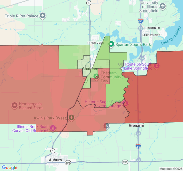 Map of septic coverage in Chatham, IL