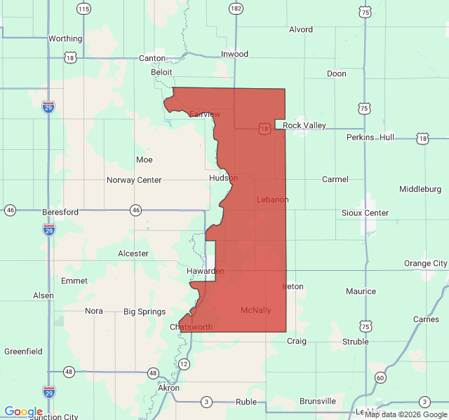 Map of septic coverage in Chatsworth, IA