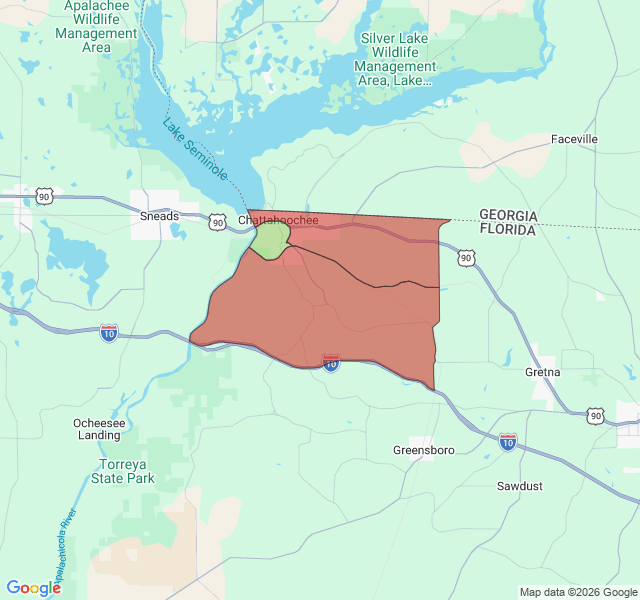 Map of septic coverage in Chattahoochee, FL