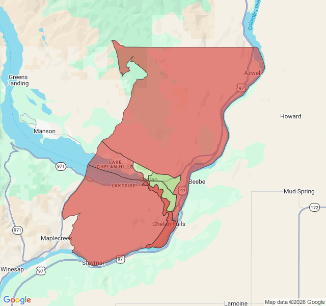 Map of septic coverage in Chelan, WA