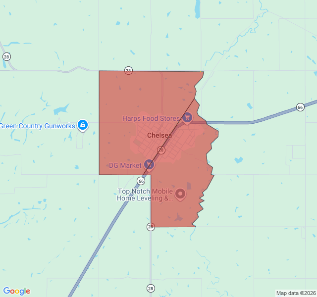 Map of septic coverage in Chelsea, OK