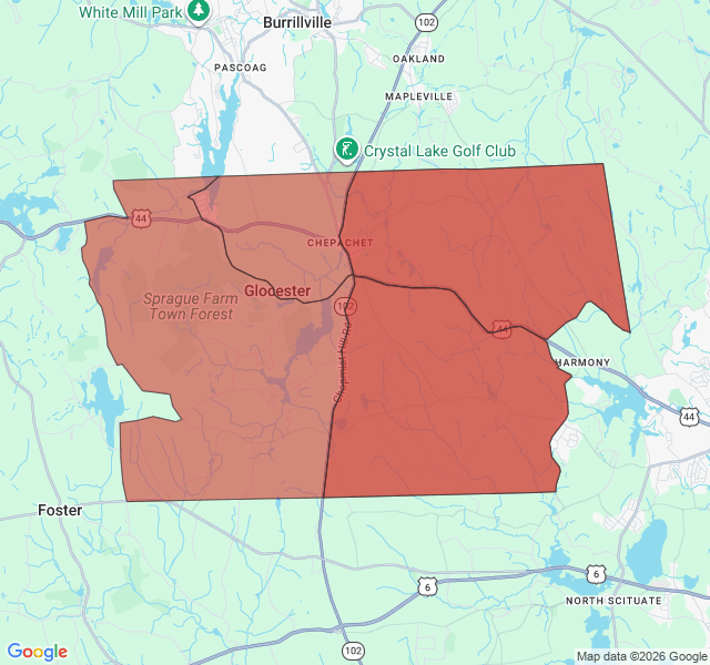 Map of septic coverage in Chepachet, RI