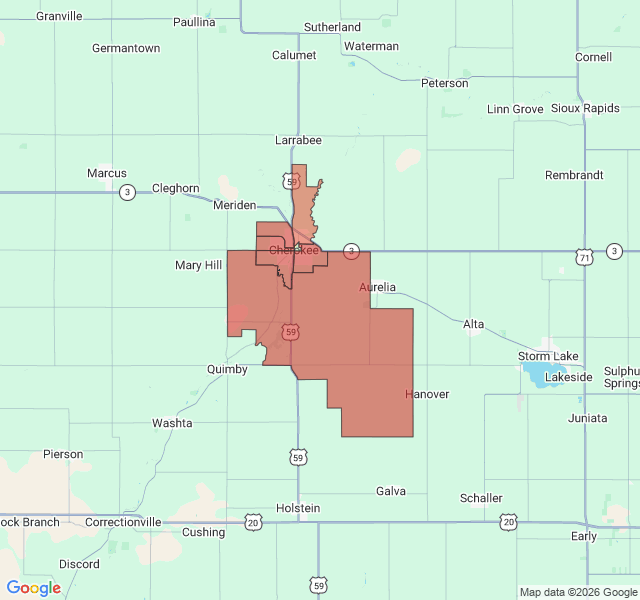 Map of septic coverage in Cherokee, IA