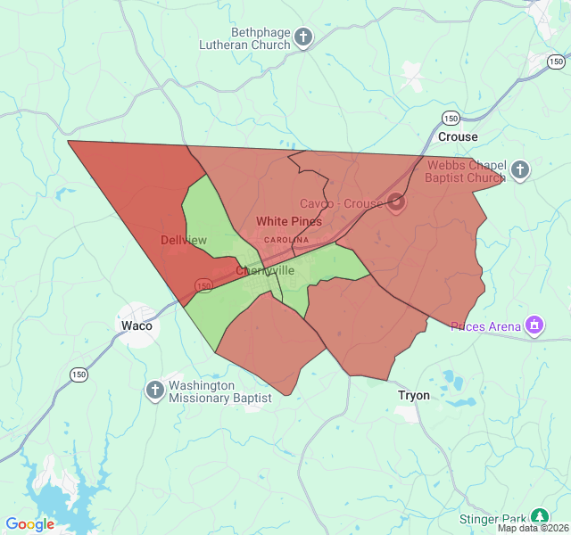Map of septic coverage in Cherryville, NC