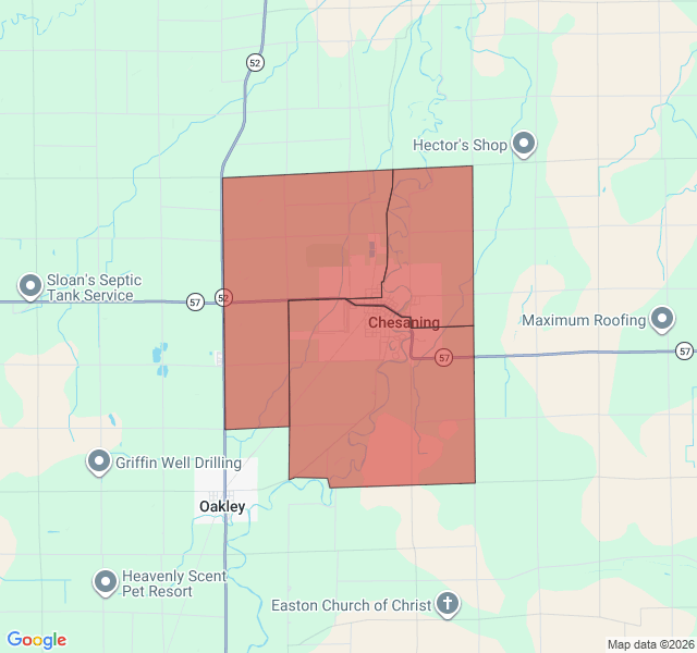 Map of septic coverage in Chesaning, MI
