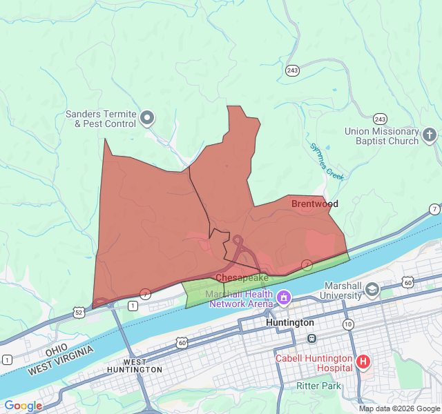 Map of septic coverage in Chesapeake, OH