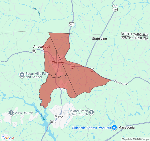 Map of septic coverage in Chesnee, SC