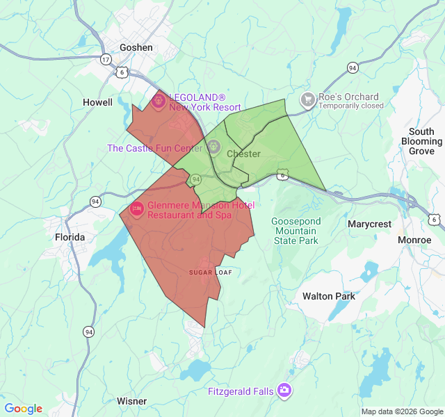 Map of septic coverage in Chester, NY