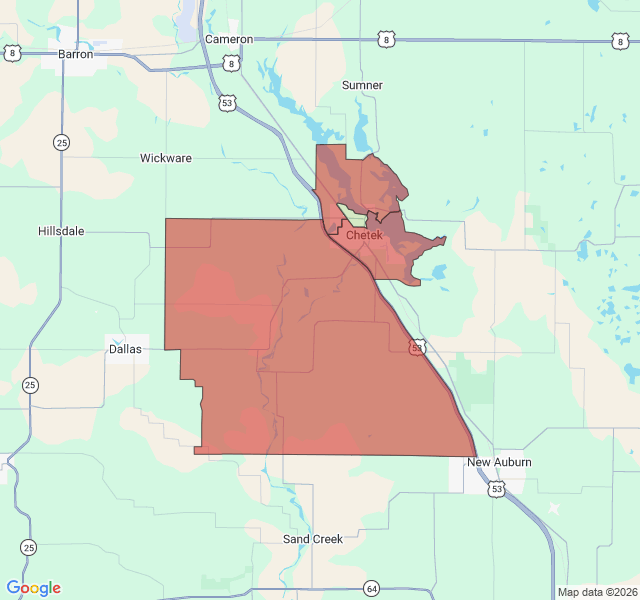 Map of septic coverage in Chetek, WI