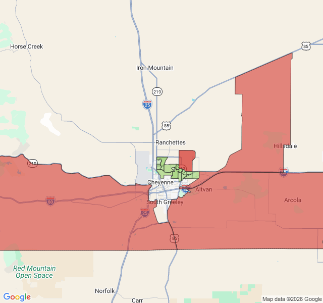 Map of septic coverage in Cheyenne, WY