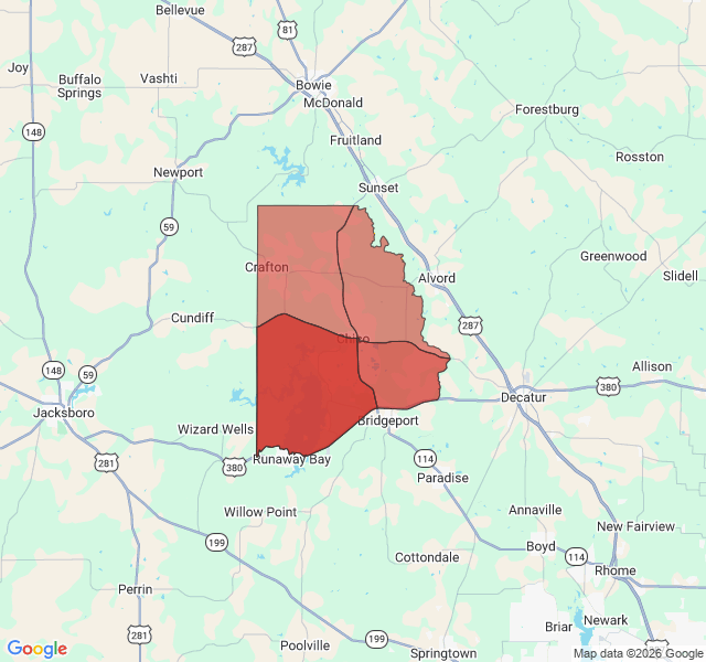 Map of septic coverage in Chico, TX