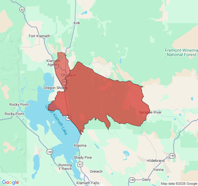 Map of septic coverage in Chiloquin, OR