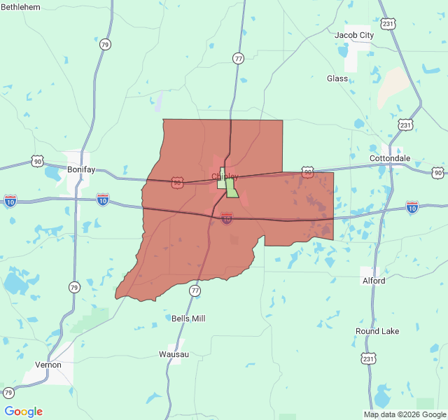 Map of septic coverage in Chipley, FL