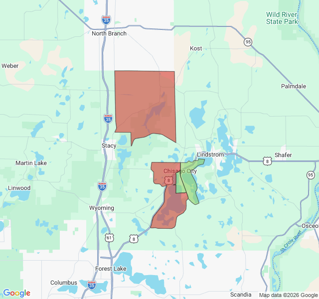 Map of septic coverage in Chisago City, MN