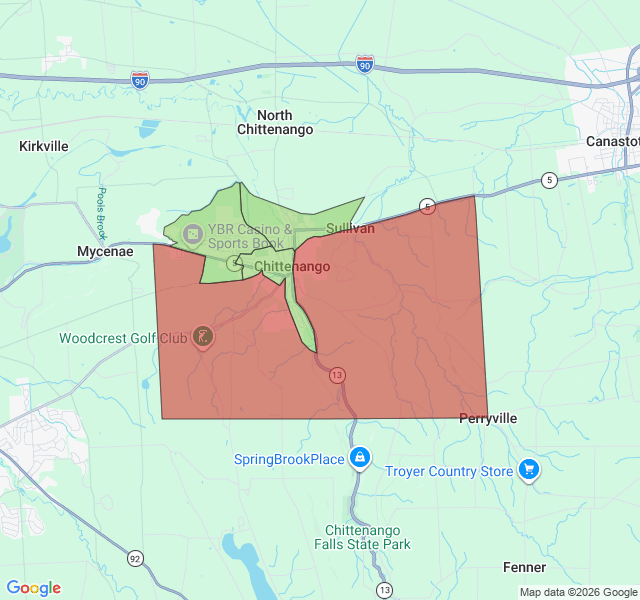 Map of septic coverage in Chittenango, NY