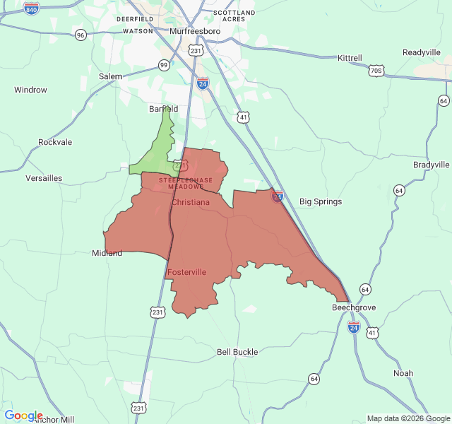 Map of septic coverage in Christiana, TN