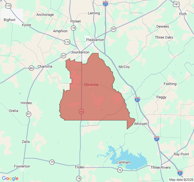 Map of septic coverage in Christine, TX