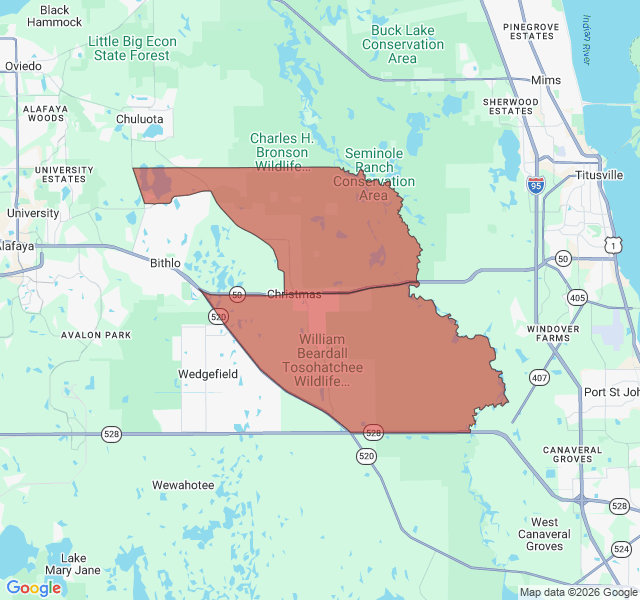 Map of septic coverage in Christmas, FL