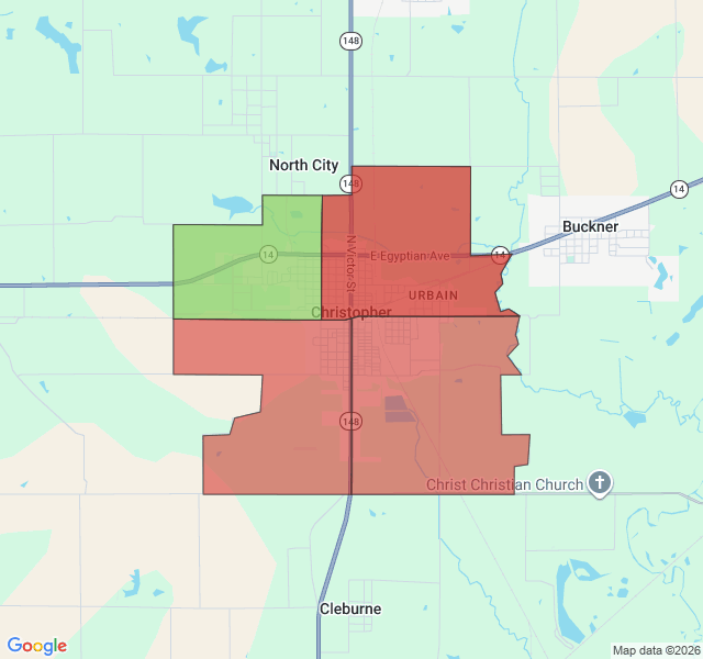 Map of septic coverage in Christopher, IL