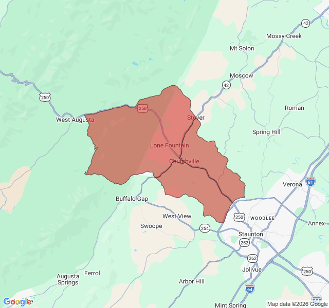 Map of septic coverage in Churchville, VA