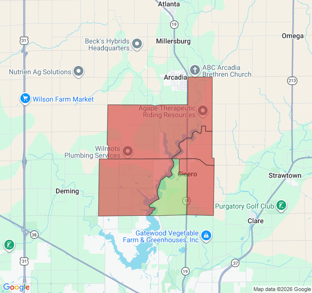 Map of septic coverage in Cicero, IN