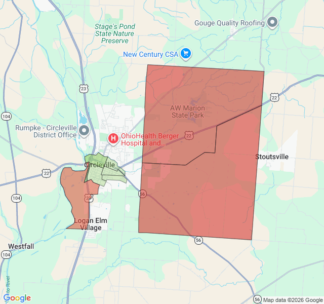 Map of septic coverage in Circleville, OH