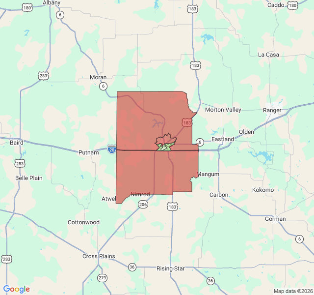 Map of septic coverage in Cisco, TX