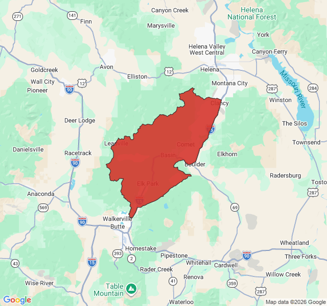 Map of septic coverage in Clancy, MT