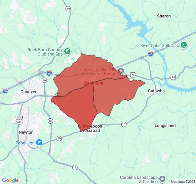 Map of septic coverage in Claremont, NC
